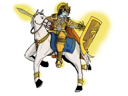 Warrior on Horse with Shield and Sword