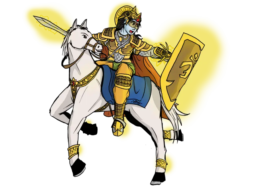 Warrior on Horse with Shield and Sword