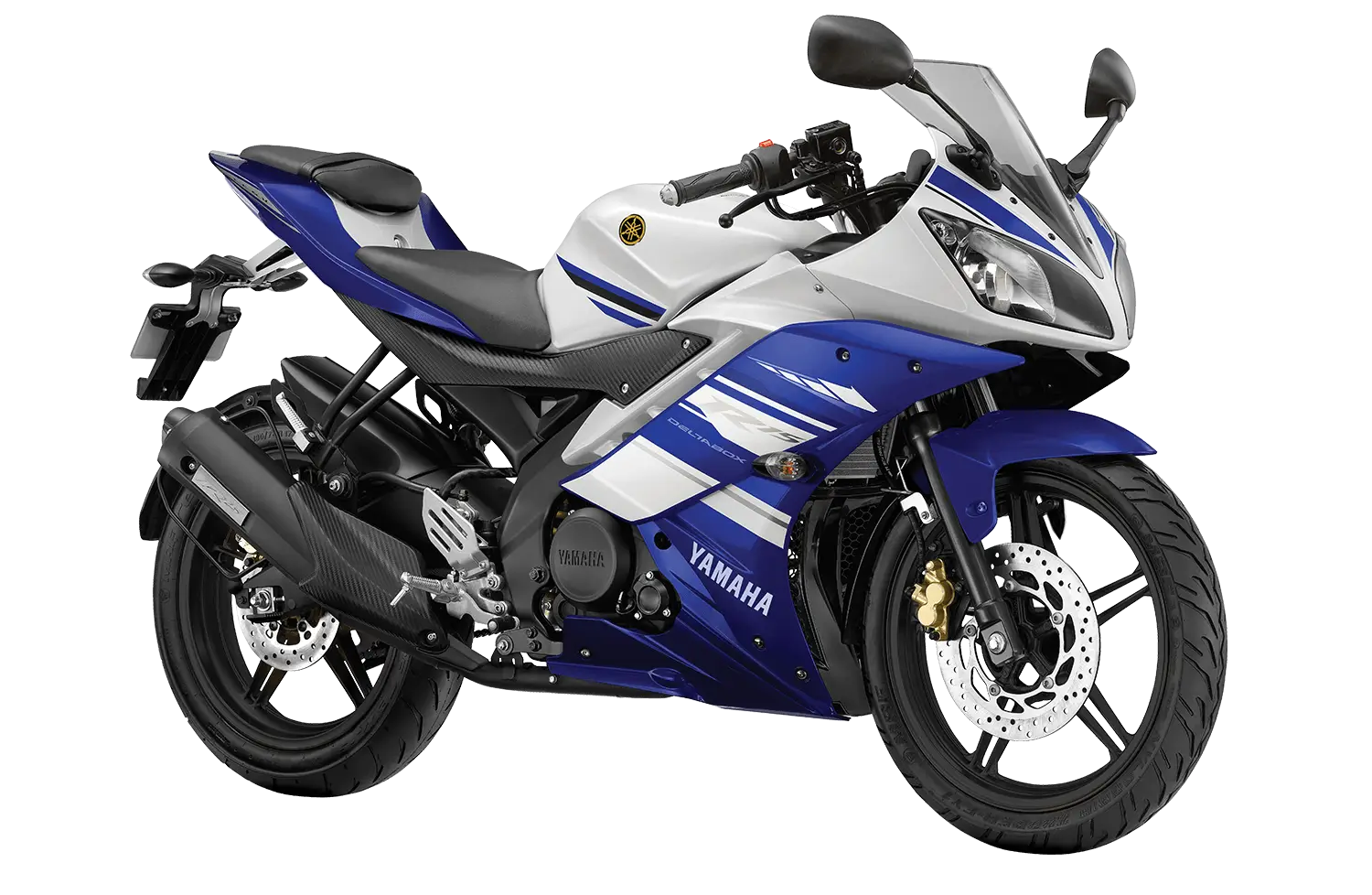 Blue and White Yamaha Motorcycle