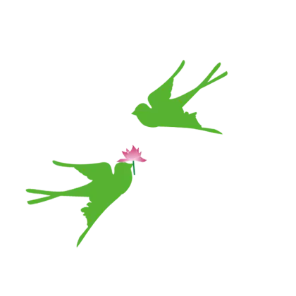 Green Birds with Flower