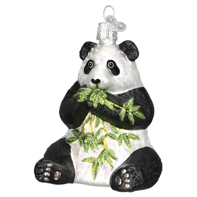 Panda Eating Bamboo Ornament