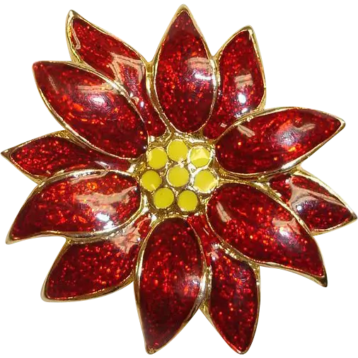 Shiny Red Flower with Yellow Center