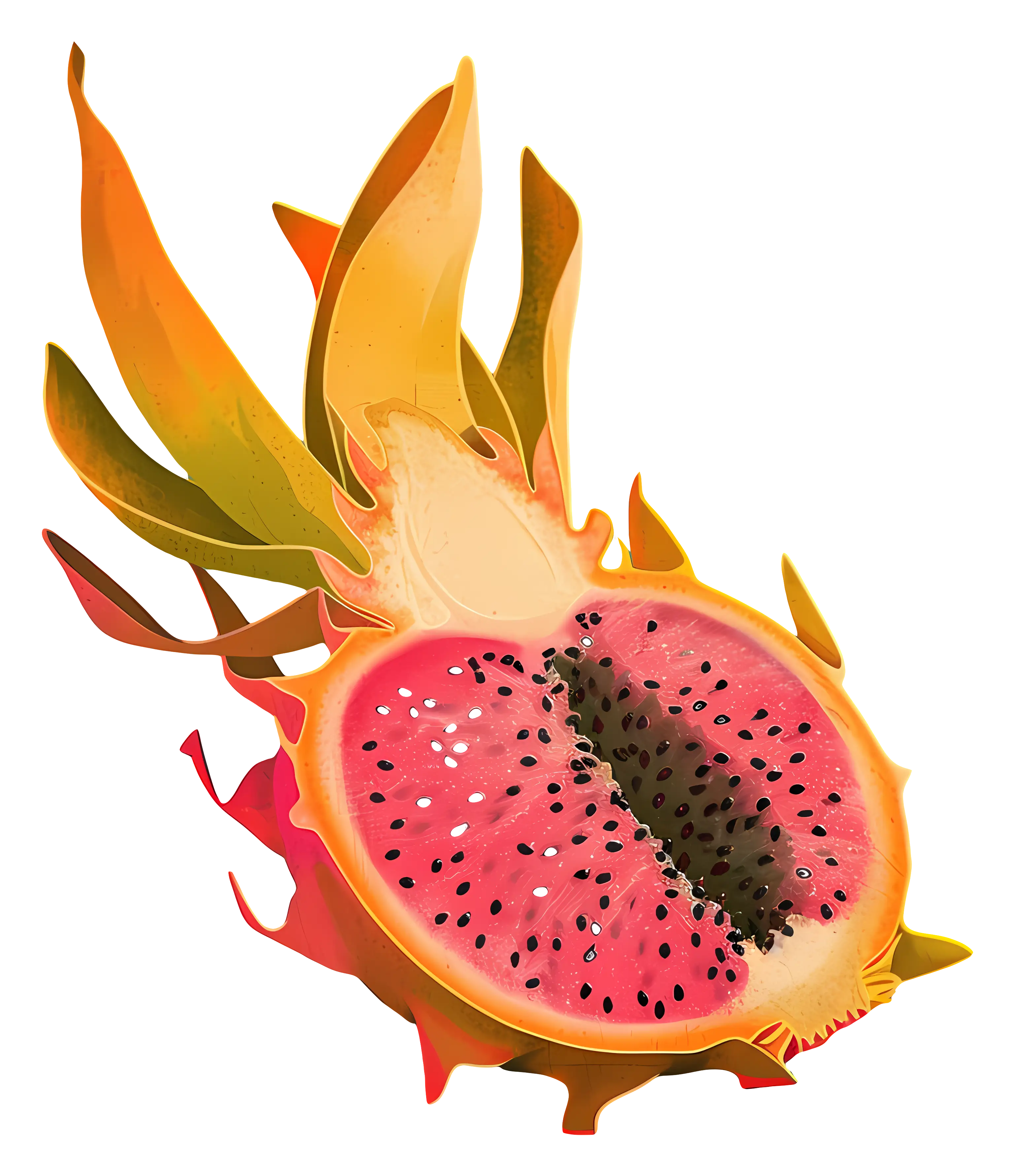 Sliced Dragon Fruit with Vibrant Colors