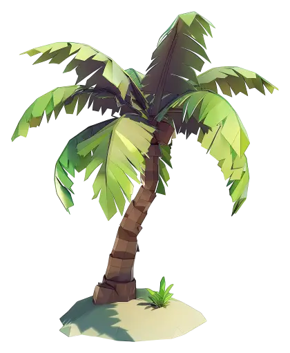 Cartoon Style Tropical Palm Tree