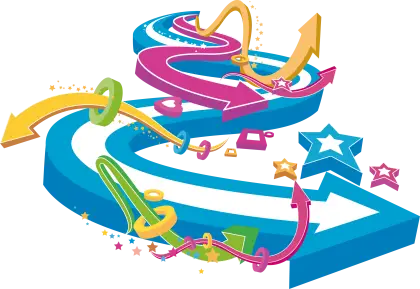 Colorful Curved Arrows on a Path