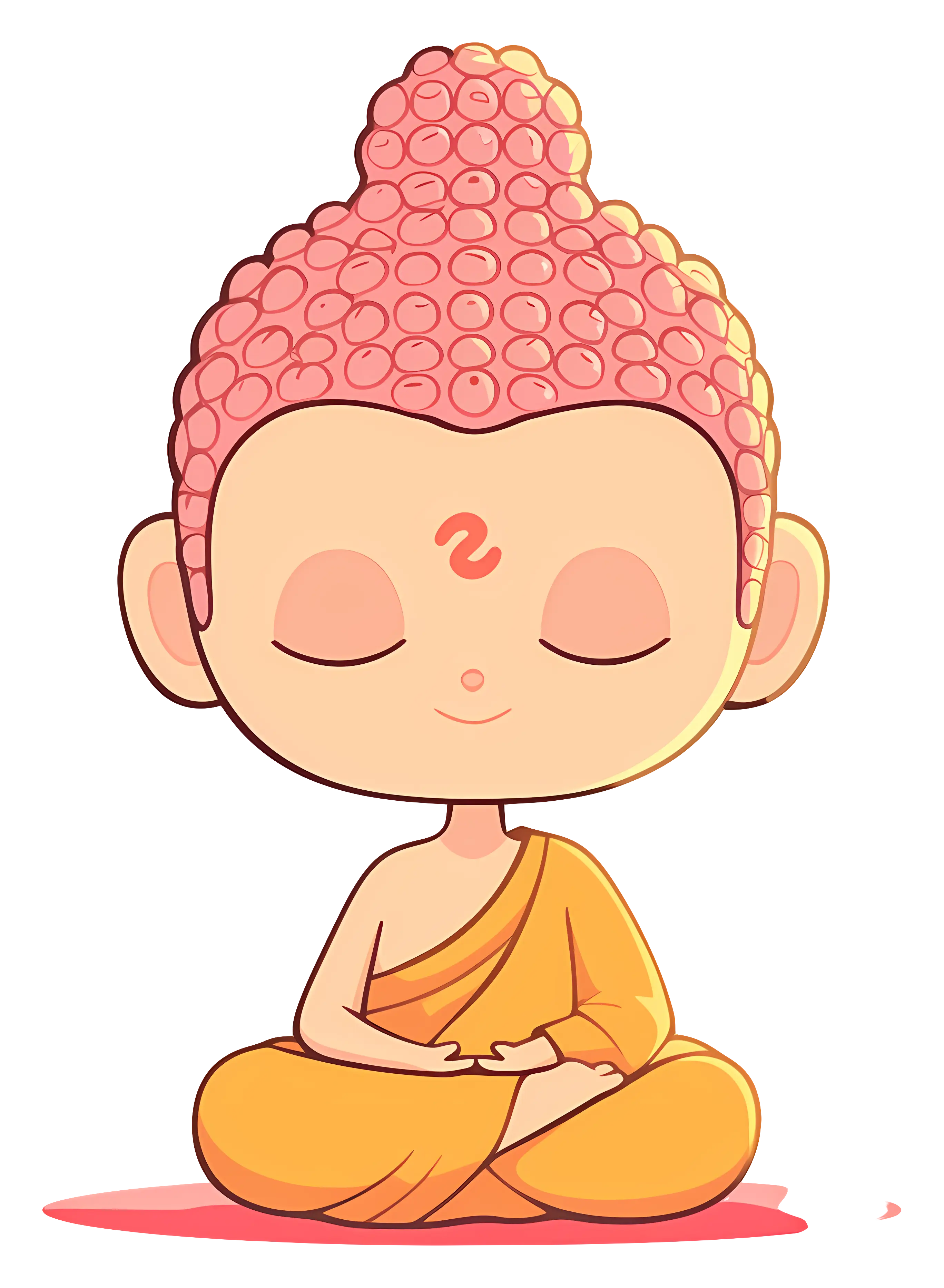 Meditating Monk Cartoon Illustration