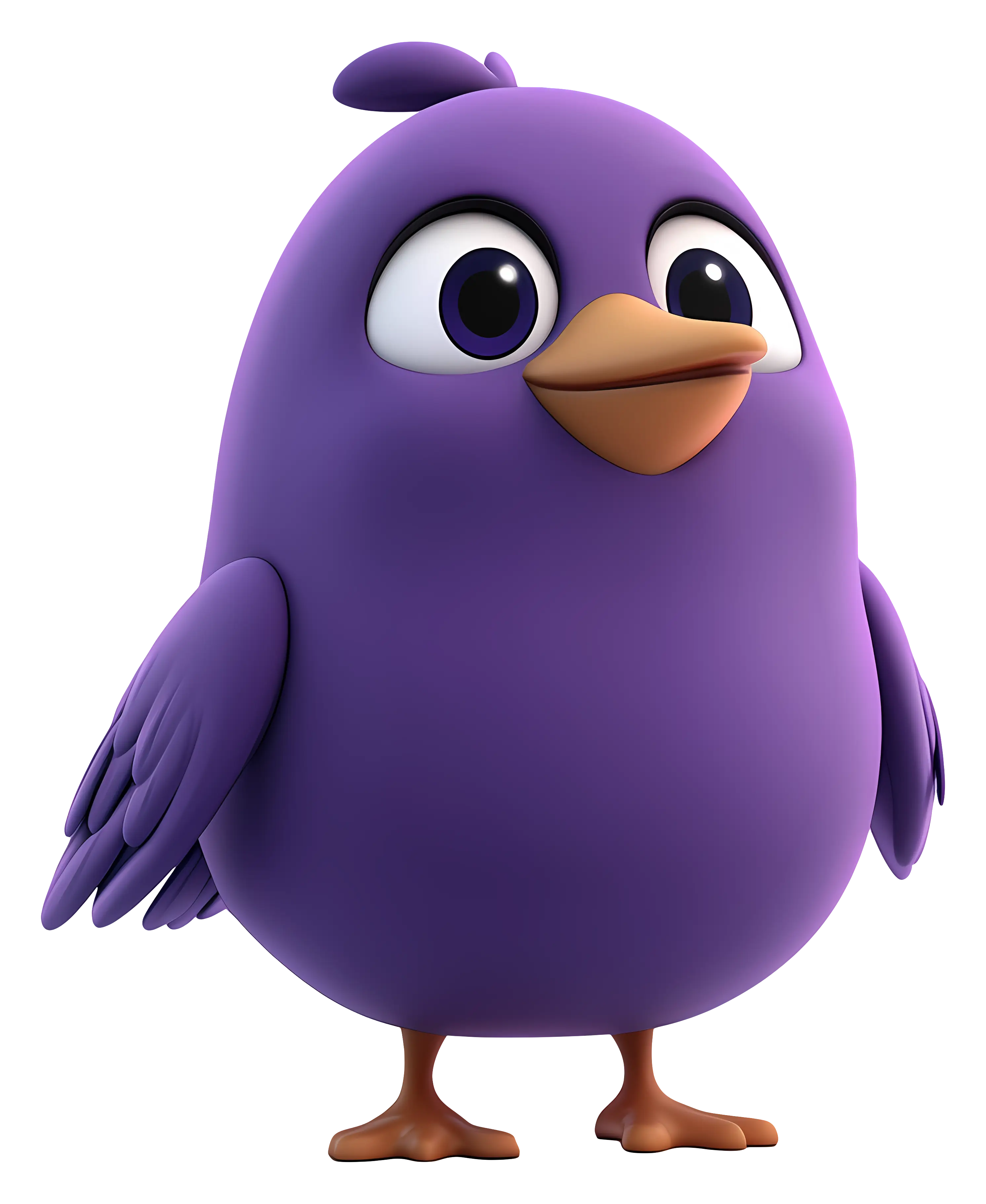 Purple Cartoon Bird with Big Eyes