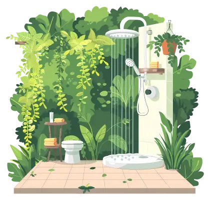 Outdoor Shower with Greenery