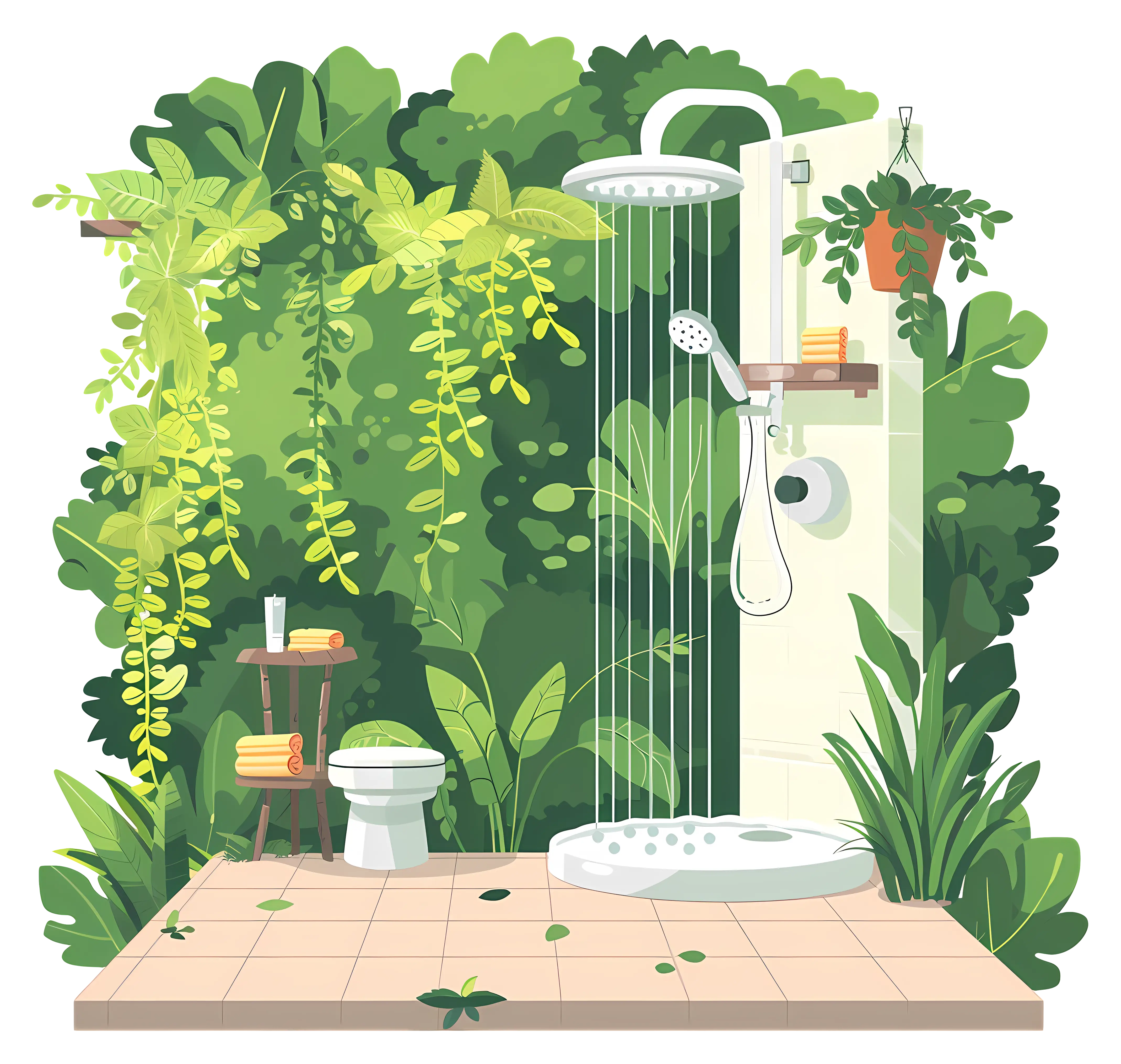 Outdoor Shower with Greenery