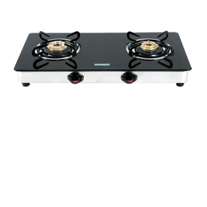 Modern Black and Silver Two-Burner Gas Stove