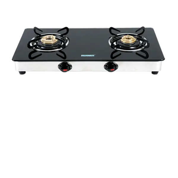 Modern Black and Silver Two-Burner Gas Stove