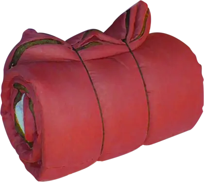 Rolled Red Sleeping Bag