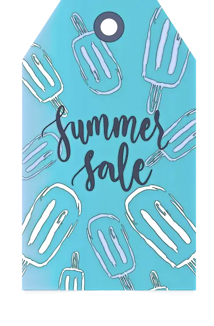 Blue Summer Sale Tag with Popsicle Design
