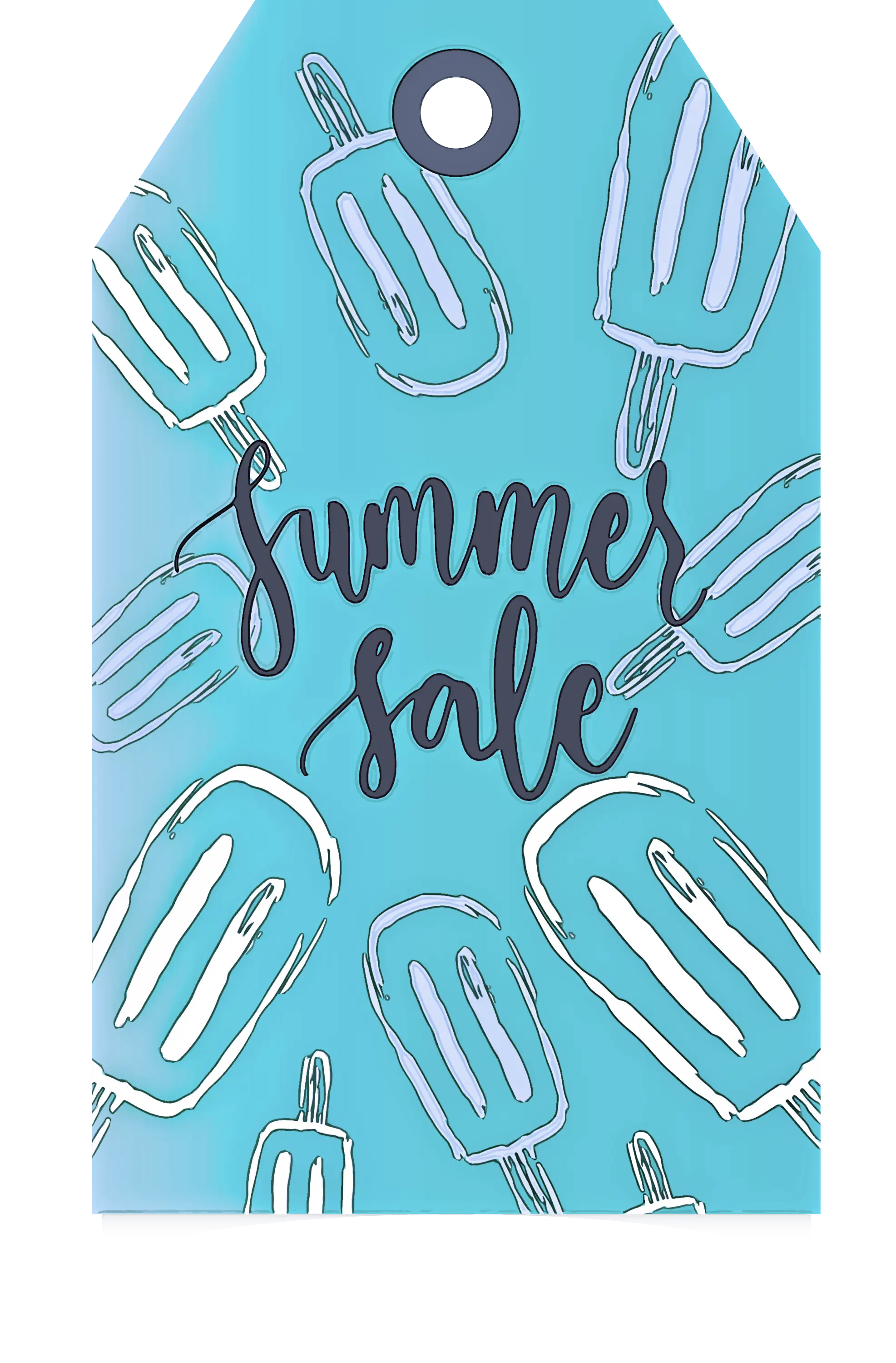 Blue Summer Sale Tag with Popsicle Design