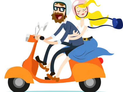 Couple on Scooter Ride Adventure