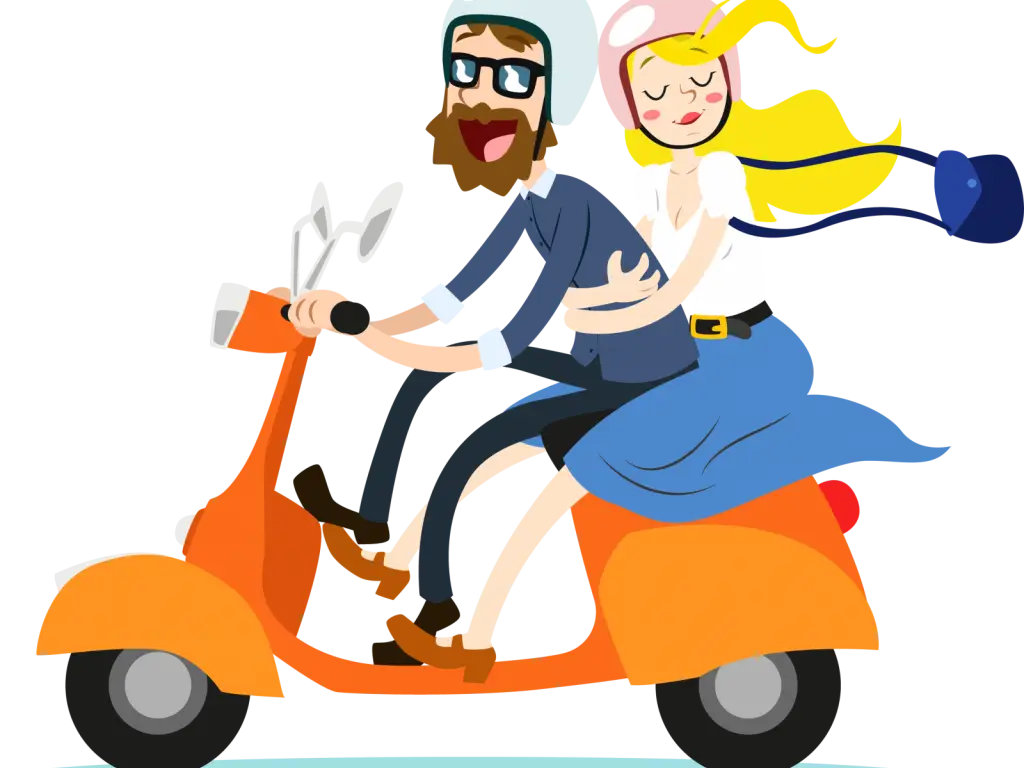 Couple on Scooter Ride Adventure