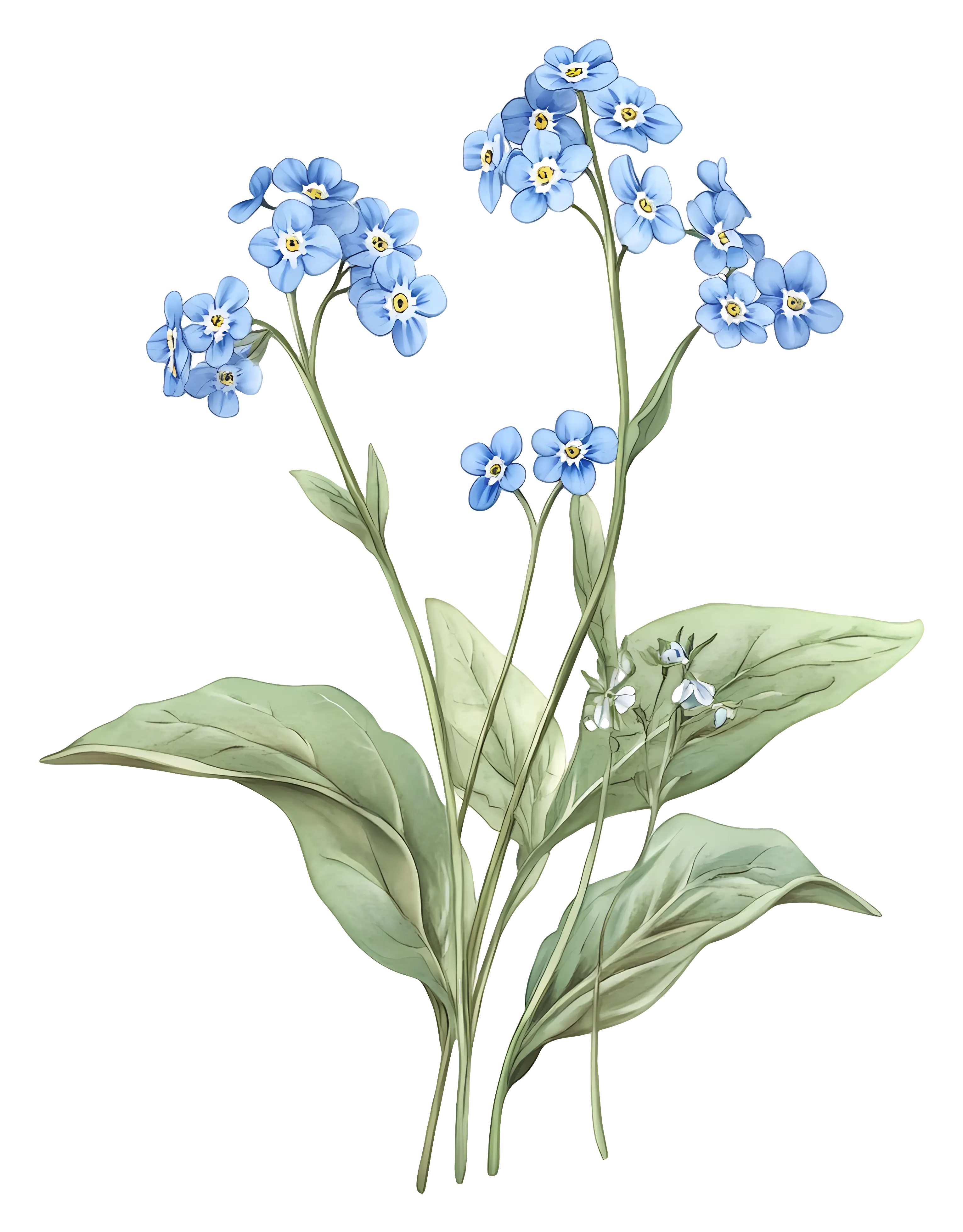 Forget-Me-Not Flowers Botanical Illustration