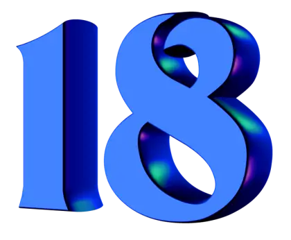 Blue Number 18 Symbol