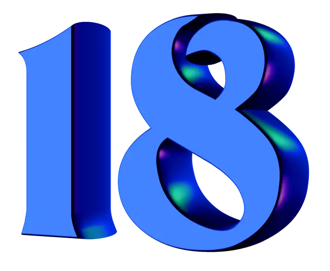 Blue Number 18 Symbol