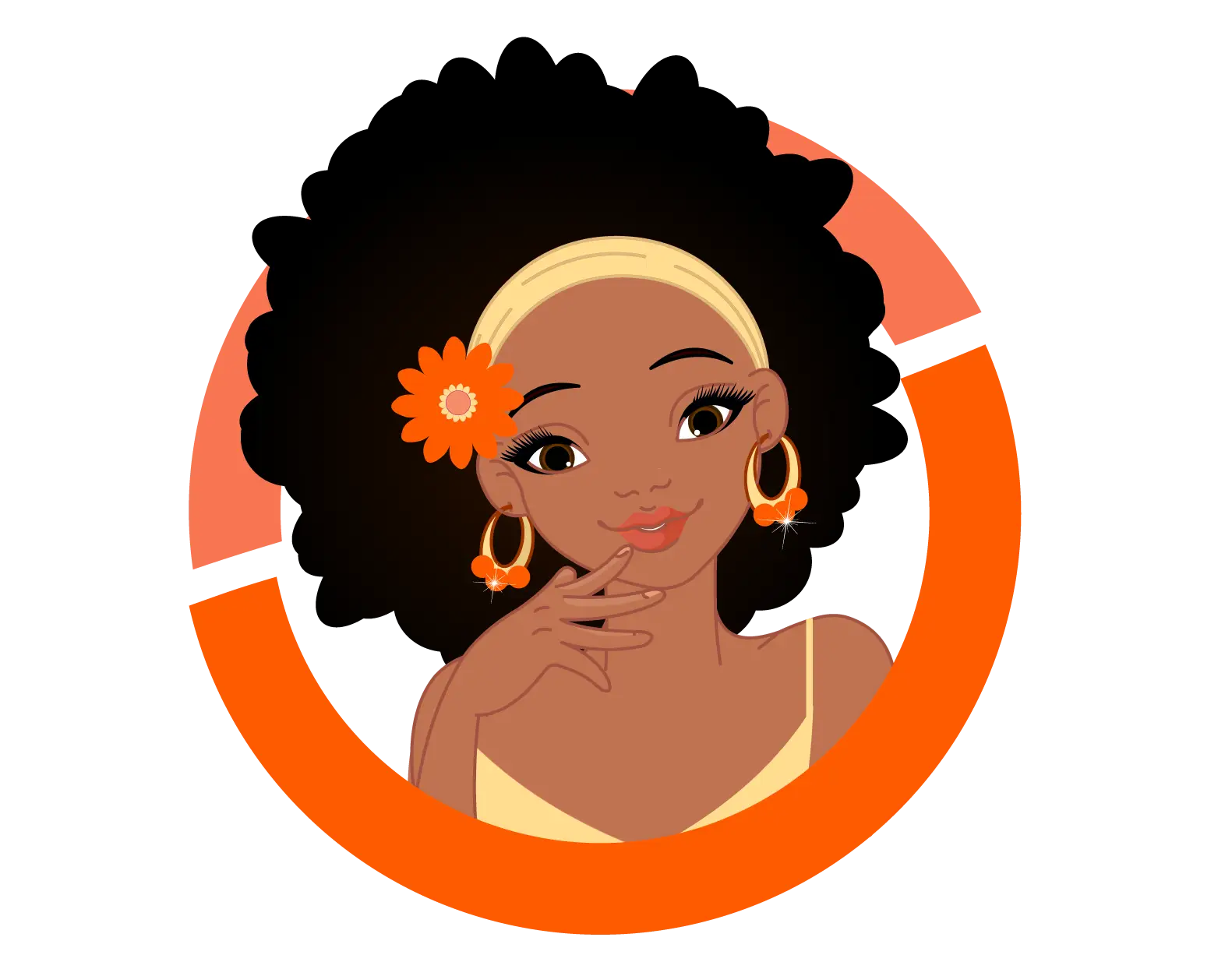 Cartoon Girl with Flower in Hair