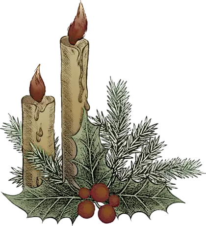 Christmas Candles with Holly Leaves Decoration