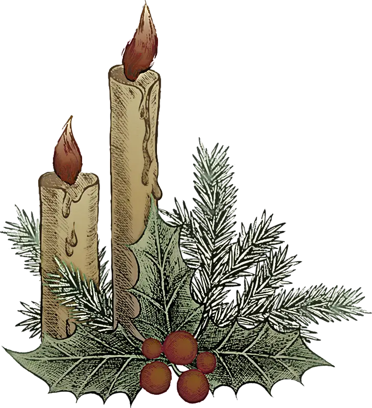Christmas Candles with Holly Leaves Decoration