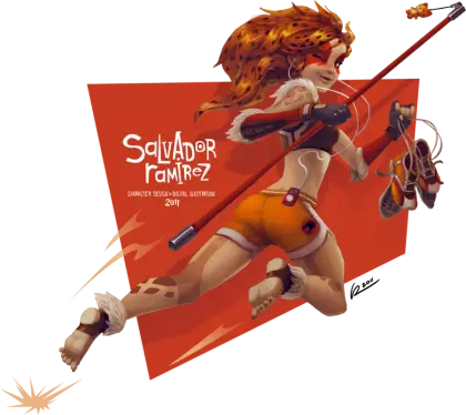 Animated Character with Spear