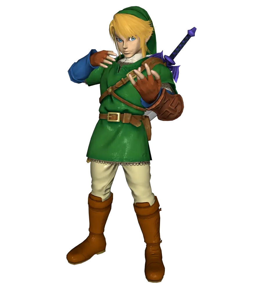 Animated Swordsman Character with Green Outfit