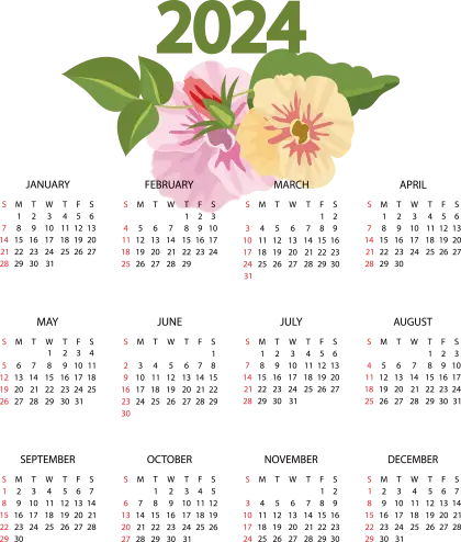 2024 Decorative Calendar with Floral Theme