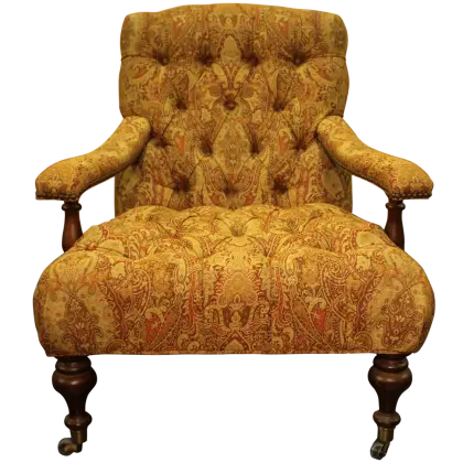 Ornate Upholstered Golden Chair