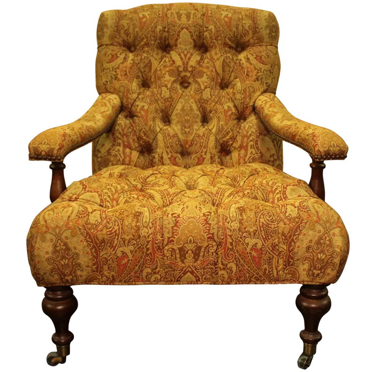Ornate Upholstered Golden Chair