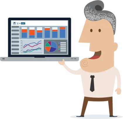 Businessman Presenting Data on Laptop Illustration