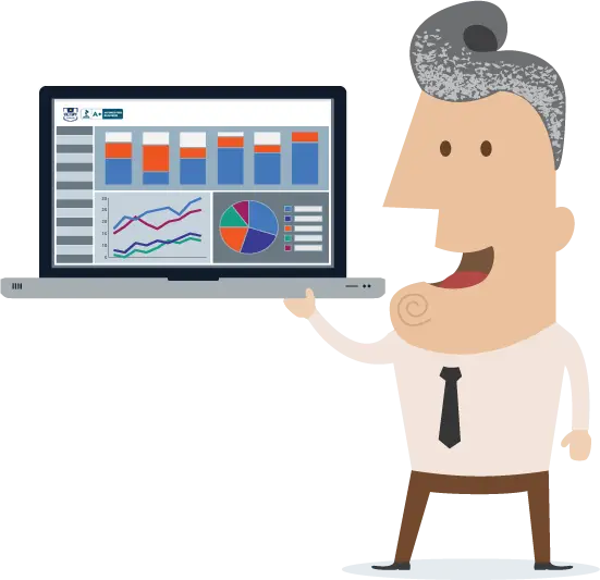 Businessman Presenting Data on Laptop Illustration