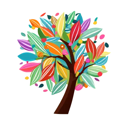 Colorful Art Style Tree Illustration