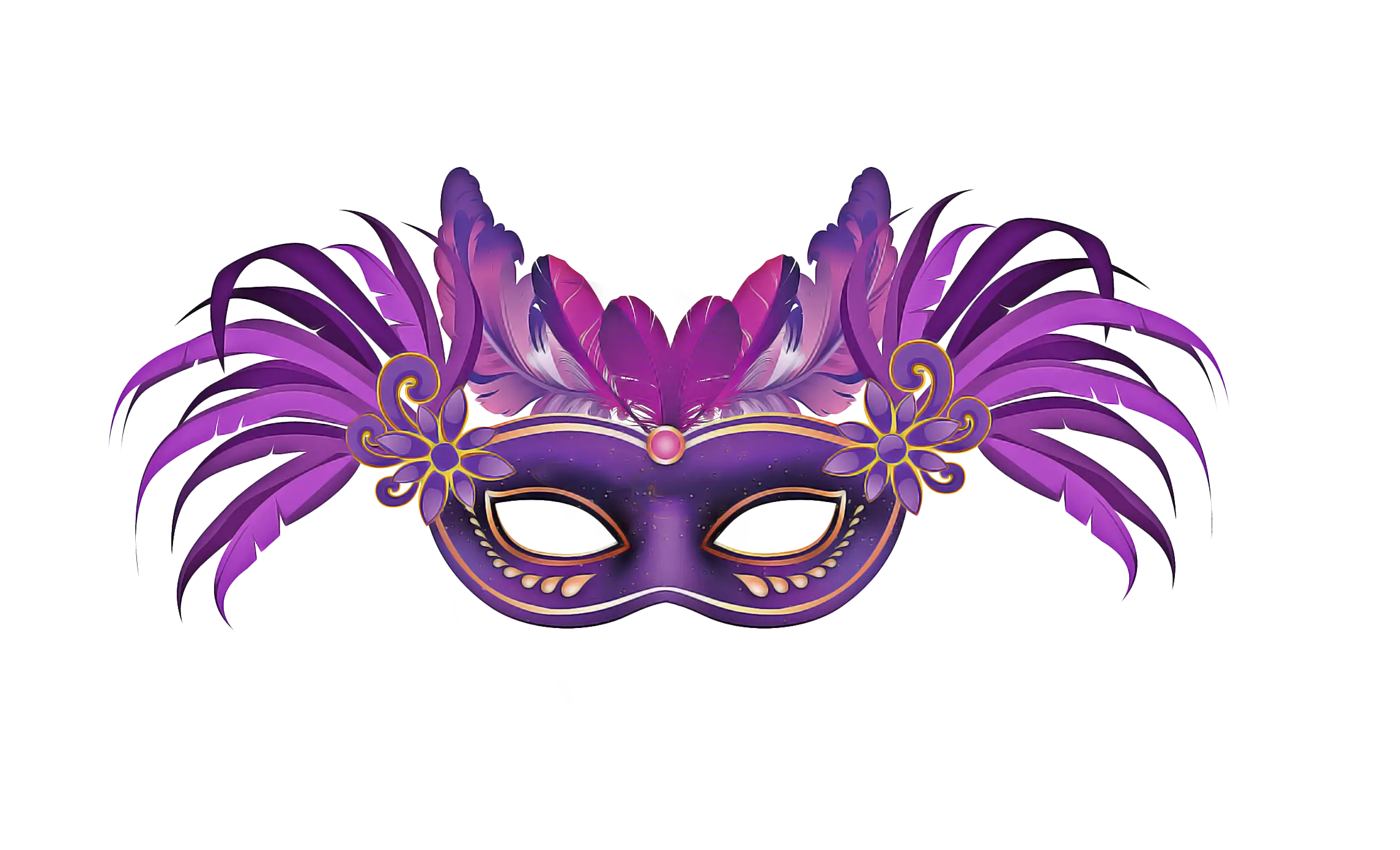 Purple Masquerade Carnival Mask with Feathers