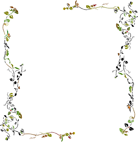 Floral Frame with Leaves and Vines