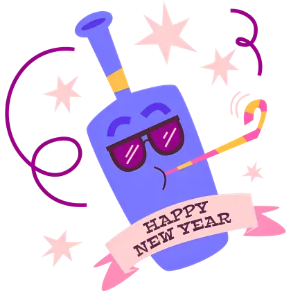 Happy New Year Bottle Illustration