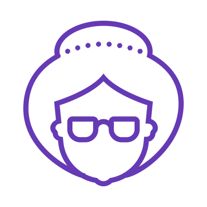 Purple Outline Icon of a Person with Glasses