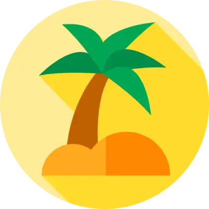 Tropical Island with Palm Tree Illustration