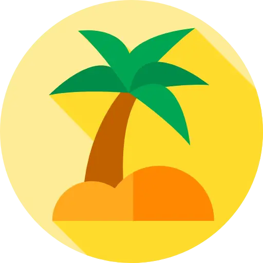Tropical Island with Palm Tree Illustration