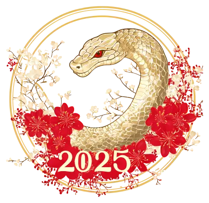 Golden Snake with Flowers for 2025