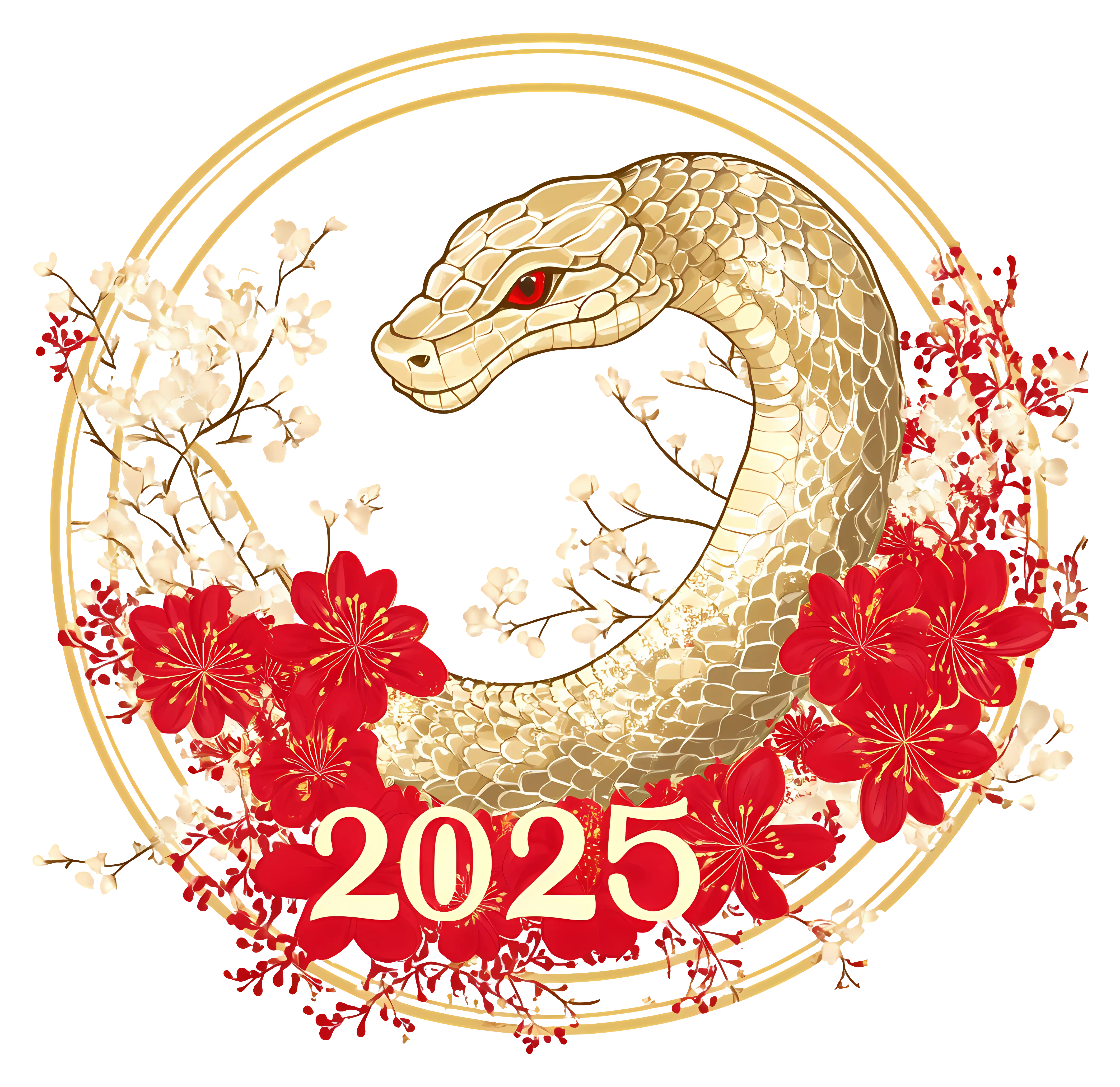 Golden Snake with Flowers for 2025