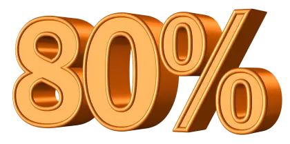 80% Symbol in Orange with Bold Design