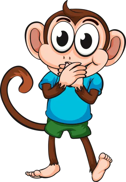 Cute Cartoon Monkey with a Playful Pose