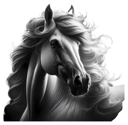 Elegant Black and White Horse Art