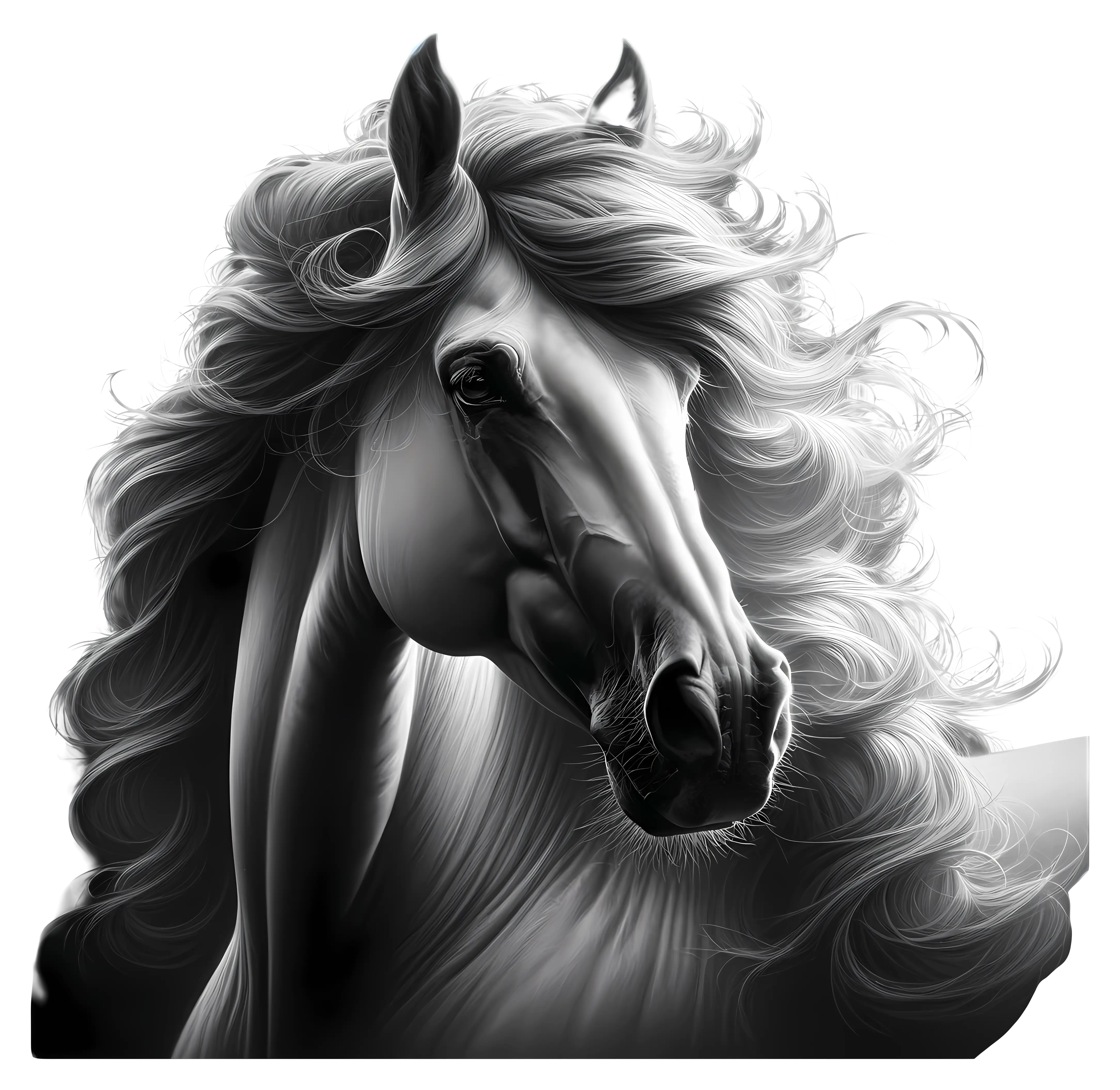 Elegant Black and White Horse Art