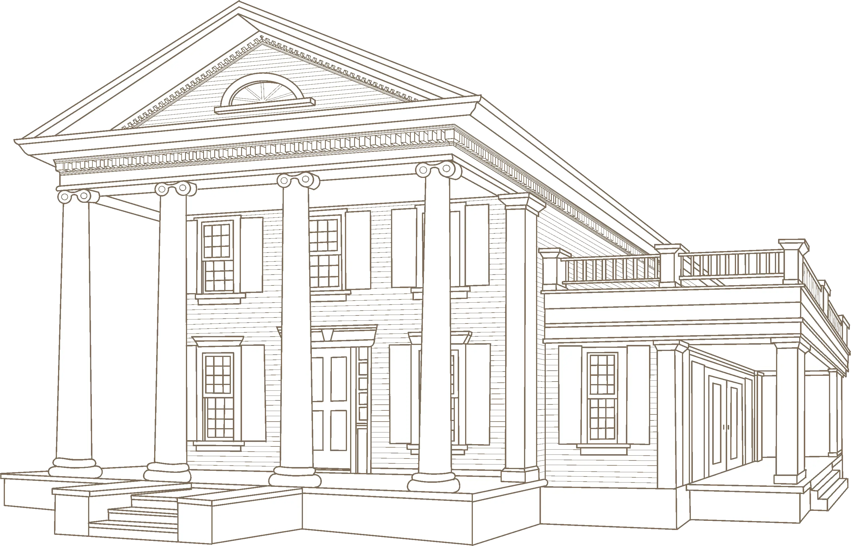 Colonial Style House Drawing