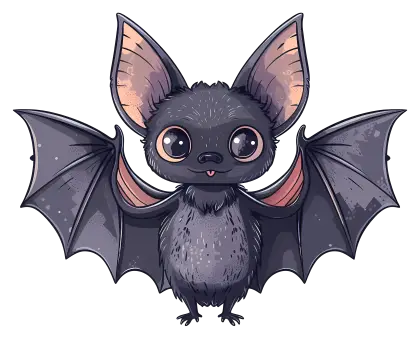 Cute Cartoon Bat with Big Eyes