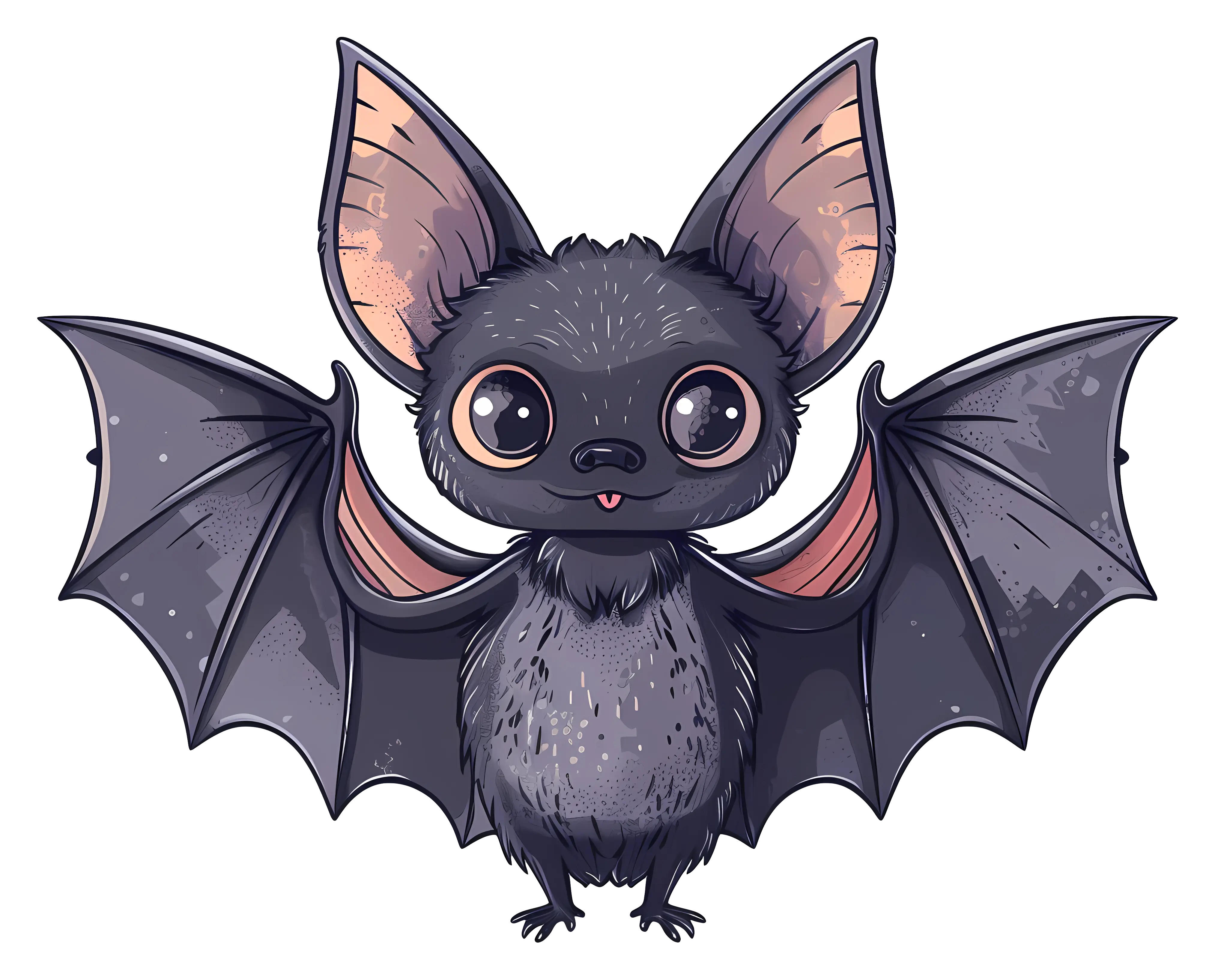 Cute Cartoon Bat with Big Eyes