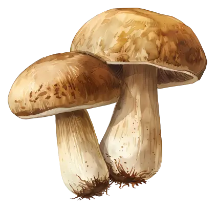 Porcini Mushroom Pair Illustration